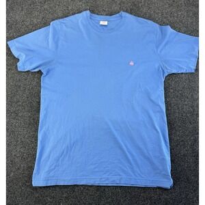 Brooks Brothers 346 Blue T-Shirt Pink‎ Logo 100% Cotton Made in India Men's L